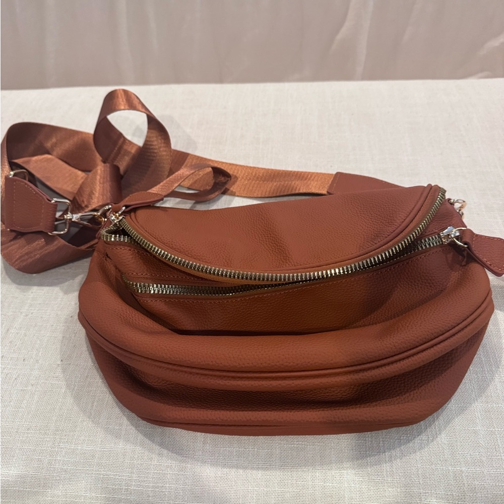 New Leather Crossbody Belt Bag in Rust